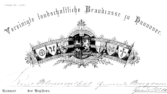 Formularkopf der Vereinigten landschaftlichen Brandcasse zu Hannover